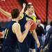 Michigan freshman Mitch McGary smiles as he holds the ball with one hand during a drill in an open practice at the Georgia Dome in Atlanta on Friday, April 5, 2015. Melanie Maxwell I AnnArbor.com